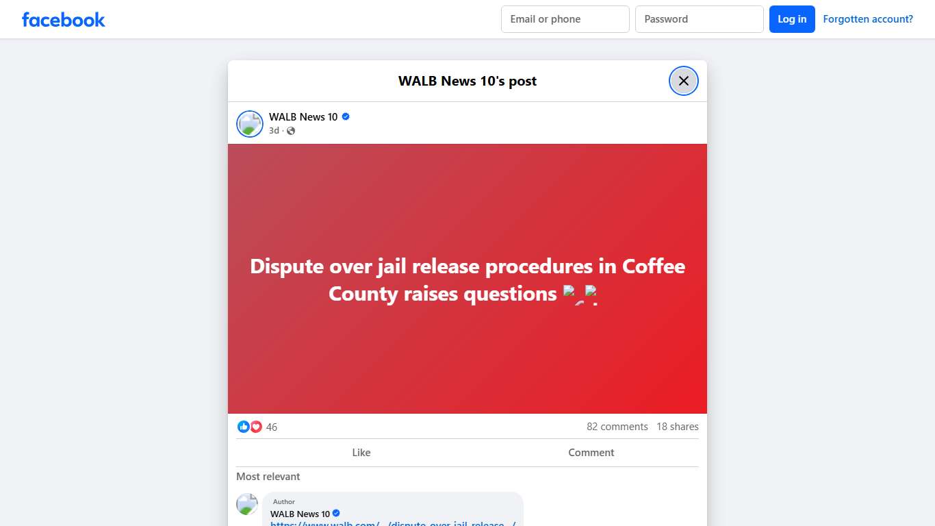 WALB News 10 - Dispute over jail release procedures in... Facebook